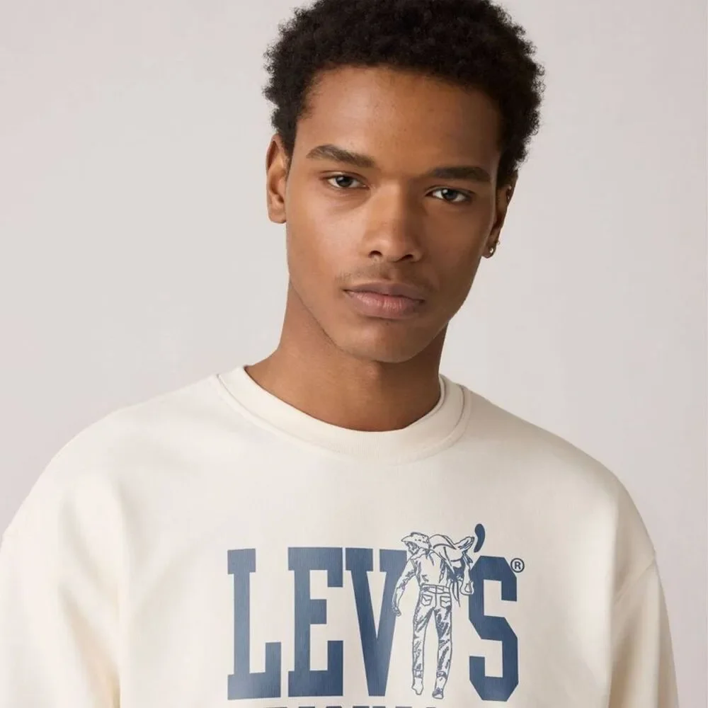 Levi's Men's Relaxed Fit Graphic Crewneck Sweatshirt - Cream L